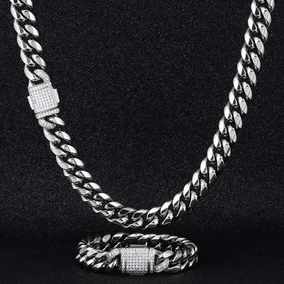 China Hiphop 7mm 8mm 9mm 10mm 11mm 12mm 14k 18k White Gold Plated Real Solid Stainless Steel Miami Cuban Link Gold Chains for sale