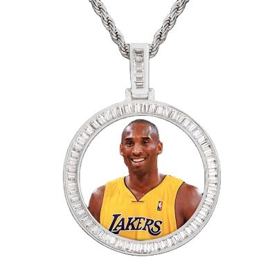 China Hiphop 2021 Hot DIY Custom Hip Hop Iced Out Diamond Round Heart Photo Frame Memory Pendant Stainless Steel Brass Pendant for sale