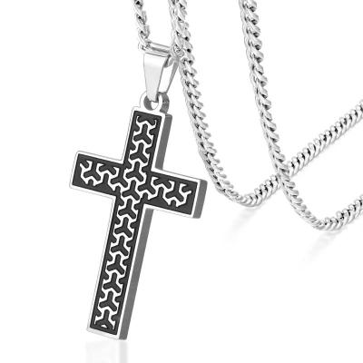 China Wholesale Custom Hiphop Hip Hop Gold Filled Stainless Steel Cross Pendant Necklace for sale