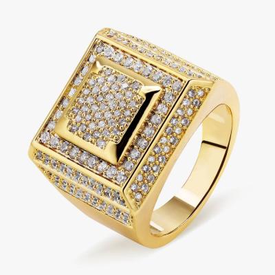 China 925 women hiphop Hip Hop Diamond Rings 14K Gold Plated Sterling Silver CZ Vintage Jewelry Punk Iced out of Zircon Ring For Men for sale