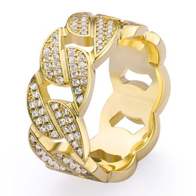 China Wholesale Hiphop Gold Plated 14K 18K CZ Silver Rings Iced Out Tennis Ring For Men for sale