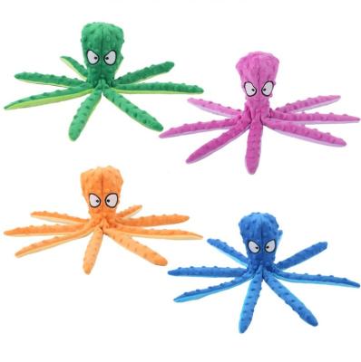 China Hot Selling Plush Octopus Crease Stuffed Loud Deluxe Loud Toothbrush Bite Plush Dog Durable Chew Toy for sale