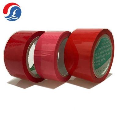 China Red Color Super Thin Waterproof Easy Carton Easy Tear Cut 40 Micron Sealing Tape for sale