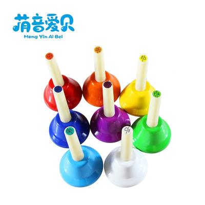 China Cartoon Toy Education Toy Musical Instrument 8 Tone Hand Bells Set For Children for sale