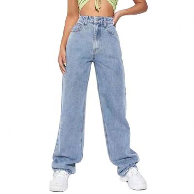 China QUICK DRY jeans fall 2021 winter new women's Korean women's denim pants high waist wiping wide leg pants straight leg stands for sale