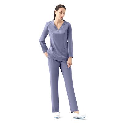 China Good And Comfortable Hospital Stretch Uniform Hospital Full Around Elastic Closure Hospital Uniform Set for sale