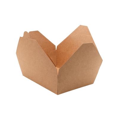 China Recycled Materials Salad Bowl Kraft Paper Lunch Box Disposable Food Takeaway Packaging Box for sale