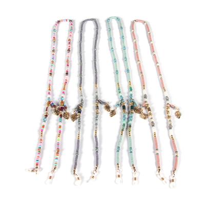 China Customizable Accessories Bohemian Bead Chain Tassel Decoration Eyeglass Glass Wooden Beaded Chain for sale