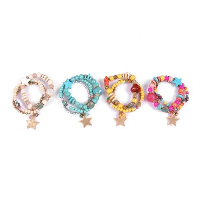 China CLASSIC Bohemian Style Selling Crystal Beads Bracelet Bangle Woman, Multi Layer Star Bangle Pendant Bracelet for sale