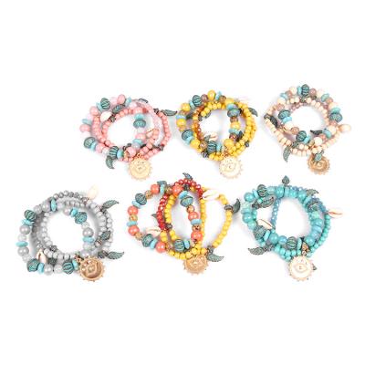 China Bohemian CLASSIC wholesale multicolor beaded bracelet primitive stone strands charm bracelet for ladies for sale