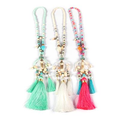 China Ethnic BOHEMIA Style Pearl Shell Tassel Necklace Sweater Chain Bohemian Necklace for sale