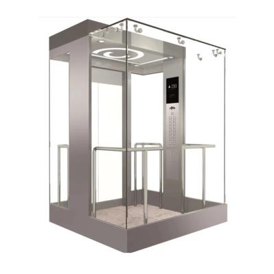 China Contemporary 36 Floors Panoramic Glass Elevator LMR Machine Room Less Strong Traction Steel Beam Elevators for sale