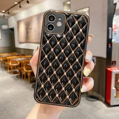 China Anti-fall luxury grid bling case for iphone 12 12 pro 12 pro max xr 11 8 7 plus electroplating tpu for Huawei for sale