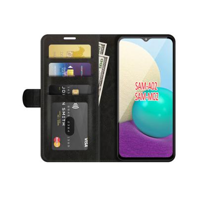 China Shockproof Crazy Horse Leather Flip Wallet Case For Samsung A02 Card Slot Cover For Samsung M02 for sale