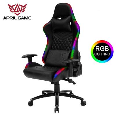 China Wholesale (Height)Adjustable Executive 360 ​​Degree Swivel 2D Swivel Custom PU Leather Armrest Computer LED Computer Gaming Chair RGB for sale