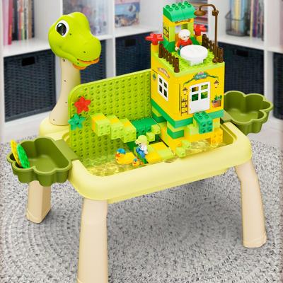 China Building Toy 2 in 1 Block Table and Projector Drawing Set Educational Plastic Building Blocks Set for sale