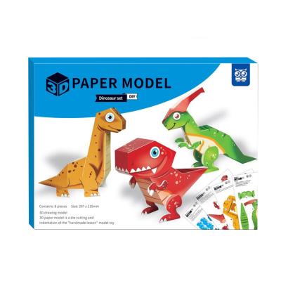 China Cartoon Toy Develop Hand and Brain 3d Ability Paper Puzzle Dinosaur Toys Cardboard Puzzle for sale