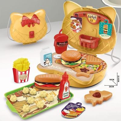 China Role Playing Popular Girls 28pcs Food Set Hamburger Toy Pretend Play Plastic Kitchen for sale