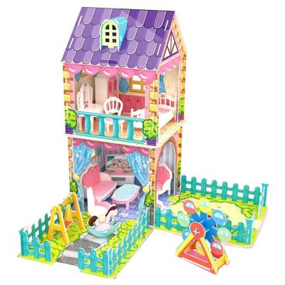 China Two Floors Building Role Playing Self Assemble Dream Houses Plastic Double Floors Dollhouse For Sale for sale