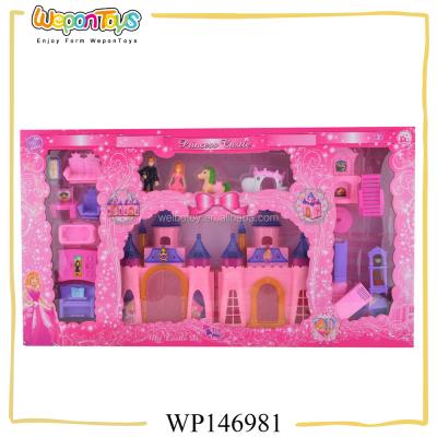 China With 12pcs music and light castle With 12pcs music and light mini plastic toy dollhouse furniture for sale