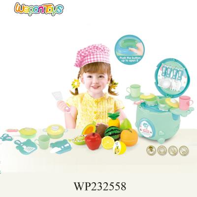 China New Style Electric Cooker Pretend Funny Cooking Set Music Kids Toy Electronic Kitchen And Fruit Light Cutting for sale