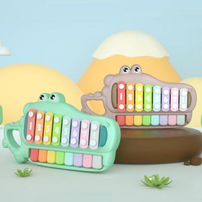 China New Style Toy Instruments Battery Operated Toy Plastic Miniature Crocodile Toy Piano and Xylophone for sale