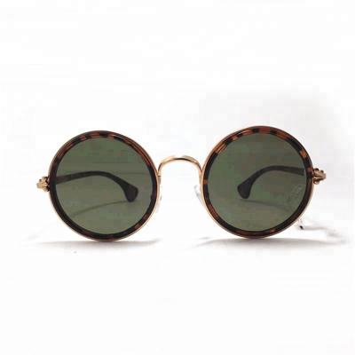 China Popular Eyewear Trade OEM Round Shape Metal Piece Metal Bent Bridge Sunglasses for sale