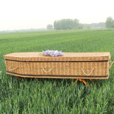 China European Style Adult Eco Friendly Funeral Wicker Coffin for sale