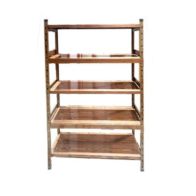 China Corrosion Protection Boltless Rack Light Wood Grain Shelf Store Racking Display for sale