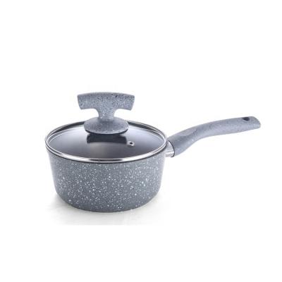 China 2021 Viable Wholesale Granite Non-Stick Aluminum Milk Pan, Sauce Pan Go Cook Set With Marble Lid for sale