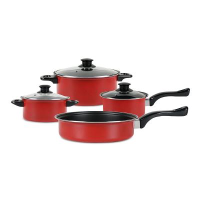 China Sustainable 7piece Cooking Pot Cookware Fixed Nonstick Cookware Set Price Filters Sets Cookware With Handle for sale