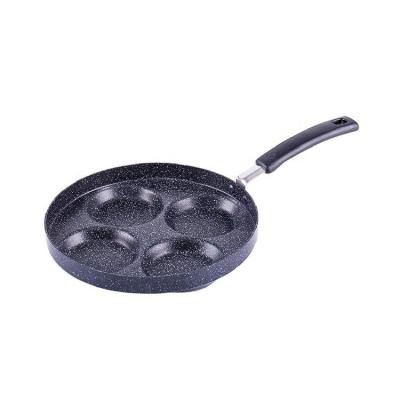 China Happycooking 4 Hole Viable Egg Fried Round Aluminum Non Stick Liner Frying Pan With Handle for sale