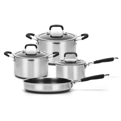 China Sustainable High Quality Kitchenware 7pcs Thermoclad Stainless Steel Cookware Set for sale