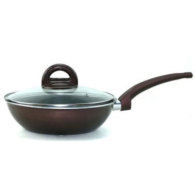 中国 Factory Supply Sustainable Aluminum Stick Wok Non Frying Pan Wok Fry Pan With Lid Cover 販売のため