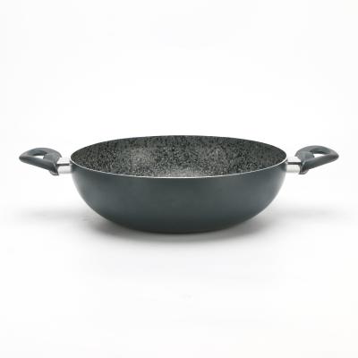 中国 Large Sustainable Professional Aluminum Non Stick Marble Stone Coating Wok With Two Handles 販売のため