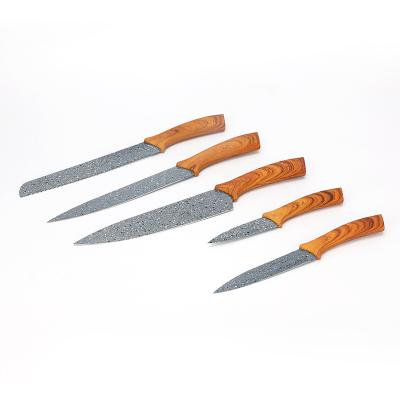 Cina Professional Kitchen Knife Set Stainless Steel Marble Design Butcher Knife Set 5pcs Minimalist in vendita