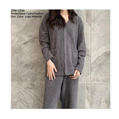 China Wholesale OEM ODM Designer Women Plush Loungewear Home Office QUICK DRY PAJAMAS 2 Piece Winter Sweater Family Pajamas Sets Women's Sleepwear for sale