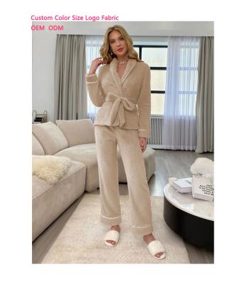 China Wholesale OEM ODM Winter Sleepwear Loungewear Women Men Kid Hot QUICK DRY 2 Piece Sweater Set Plush Tops Pants Custom Made Blank Pajamas ordered for sale