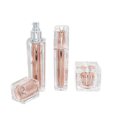 China Pink Acrylic Skin Care Cream Crystal Lotion Containers Skin Care Packaging Cosmetic Bottles Cream Jar for sale