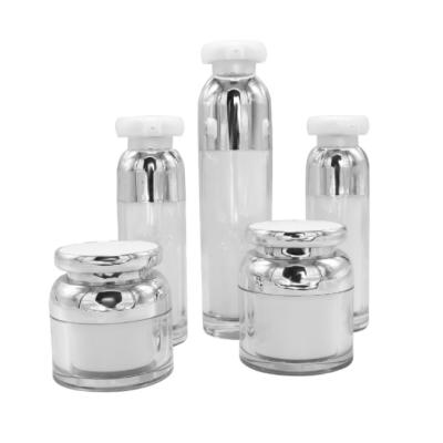 China Luxury Korean Cosmetic Empty Acrylic Jars Airless Bottles Skin Care Cream Packaging Spray Pump Containers For Skin Care Bottle Set for sale