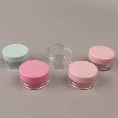 China High Quality Skin Care Cream Round Clear 20G/20ML PS Thick Jars With Pink Flat Top Screw Lid for sale