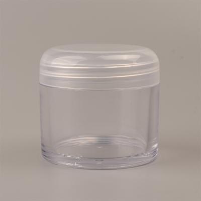 China 50ML Clear Round Cap Skin Care Cream Plastic Jars With Lids A Tight Seal For Storing Lotions Powders And Ointments for sale