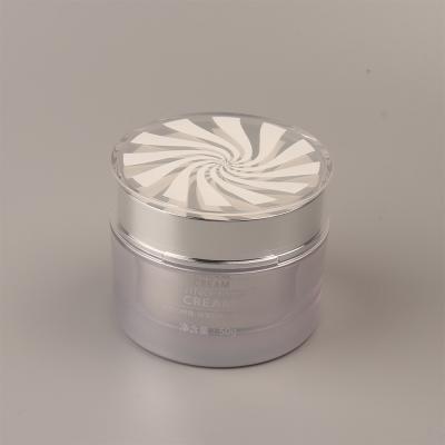 China Skin Care 50ml Eye Cream Acrylic Empty Plastic Body Packaging Cosmetic Cream Jar With Spiral Pattern Lid for sale