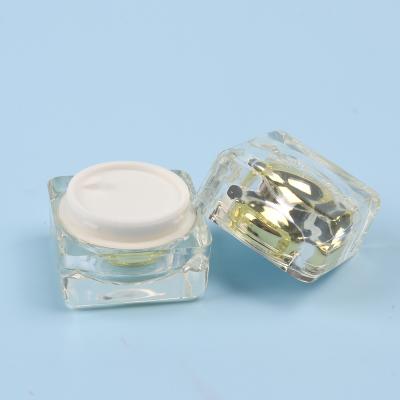 China Skin Care Cream Square Frosted Face Cosmetics Containers Acrylic Cream Jar 5ml For Cream for sale