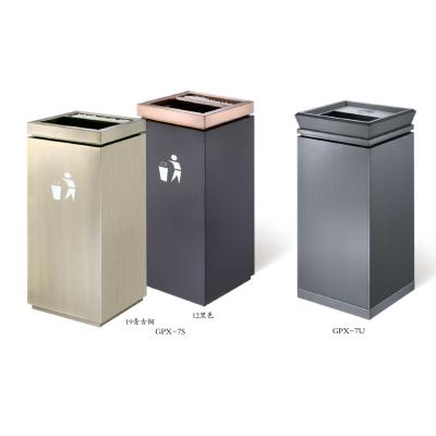 China Sustainable Hotel 5 Star Square Trash Can Simple Stainless Steel Lobby Recycling Trash Can for sale