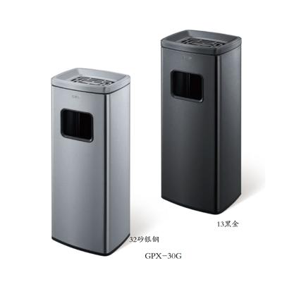 China Stainless Steel Sustainable Trash Can Square Vertical Recycling Hotel Lobby Trash Can With Ashtray for sale