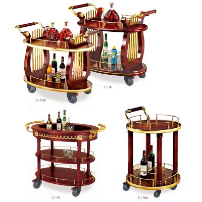 China Main picture European style stainless steel hand push wine cart best-selling hot-selling four-wheeled luxury hotel for sale