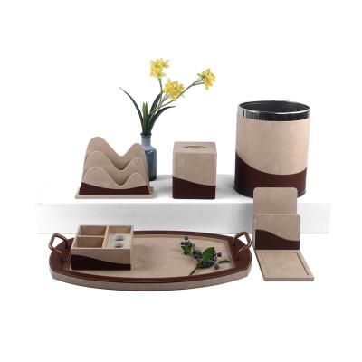 China Durable High Quality Five Star Hotel Leather Product Box Hotel Supplies Cup Pumping Set for sale