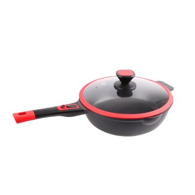 China Durable Nonstick Cookware Cast Aluminum Deep Frying Pan Frying Pans With Detachable Nonstick Handle for sale