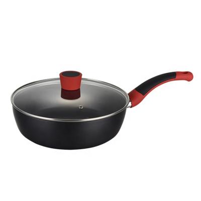 China Aluminum Induction Pan High Quality Frying Pan Non-Stick Coating Handle Contemporary Marble Wood Cookware 28cm for sale